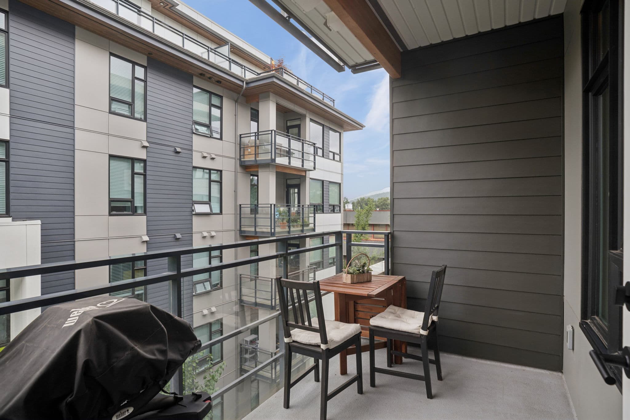 West-facing balcony with a mountain view