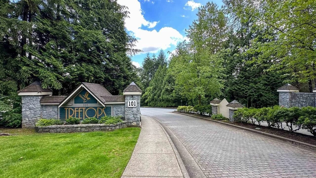 Treetops entrance sign at 101 Parkside Drive in Port Moody
